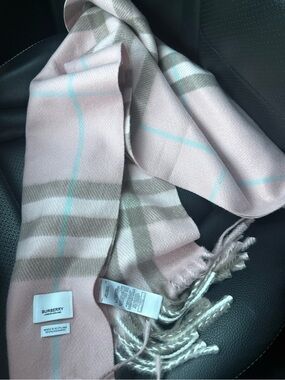 Burberry Pink Check Cashmere Blend Scarf